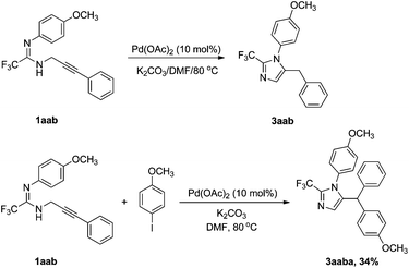 Transformations of 1aab catalyzed by Pd(OAc)2.