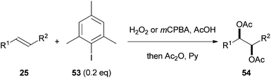 Organocatalytic diacetoxylation of alkenes.