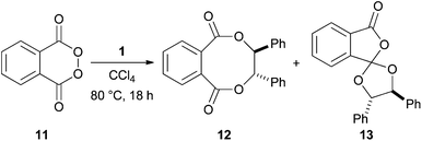 Phthaloyl peroxide dioxygenation of stilbene 1.