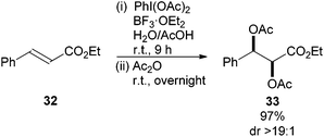 BF3·OEt2 catalysed diacetoxylation of alkenes with PhI(OAc)2.