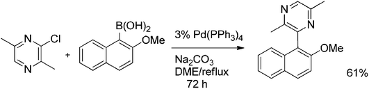 Suzuki coupling of 3-chloro-2,5-dimethylpyrazine.