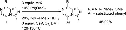 Pyrazine moiety as an “olefin-like” coupling partner in the Heck reaction.