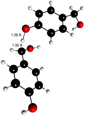 Transition state of the H-atom transfer from 4-hydroxymethylphenol (6) to 4-hydroxymethylphenoxy radical (6R).