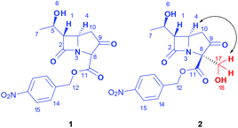 Aldol product 2, resulting from l-proline catalyzed transformation of “carbapenam ketone” 1 and Formaldehyde.