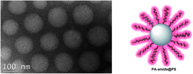 TEM image showing close-packed self-assembly, via hydrogen-bonding, of polystyrene nanoparticles grafted with amide-functionalised polyacrylate brushes (from the article by Chen and Guan, DOI: 10.1039/c3py00078h).