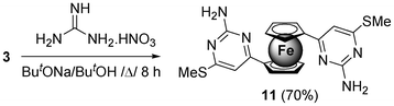 The synthesis of a ferrocene appended pyrimidine.