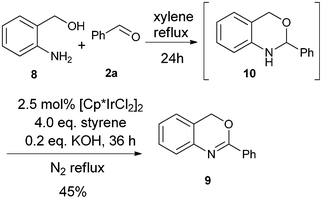 One-pot synthesis of 2-phenyl-4H-benzo[d][1,3] oxazine between 8 and 2a.