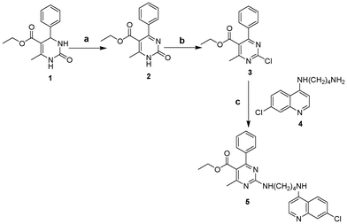 Reagents and conditions: (a) pyridinium chlorochromate, CH2Cl2, 24 h; (b) POCl3, 105 °C, 45 min; (c) THF, K2CO3, r.t., 48 h.