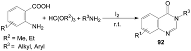 Synthesis of quinazolinones from ortho esters.