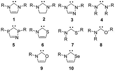 π-electron donor stabilized carbenes.
