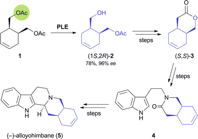 Chemo-enzymatic synthesis of (−)-alloyohimbane (5).28