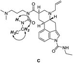 Detected COSY interactions in ethylamido side chain (CH3, 1.18 ppm; CH2, 3.30 ppm; NH, 9.45 ppm) in impurity C are indicated by arrows.