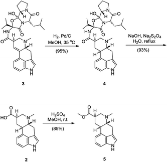 Synthesis of 9,10-dihydrolysergic acid methyl ester 5.