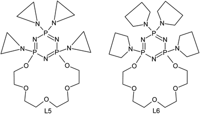 Aziridine substituted PNP – lariat ether (L5)24 and pyrrolidine substituted PNP – lariat ether (L6).24,26