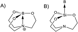 Atranes complexes, triethanolamine as (A) metal complexing agent and (B) templating agent.