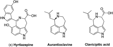 Structures of naturally existing indole-based peri-annulated frameworks.