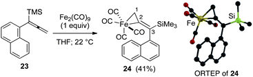 Formation of three-membered metallacycle 24.