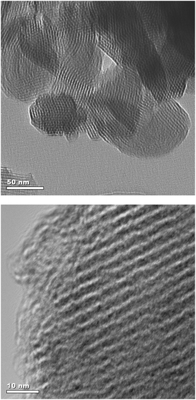 HR-TEM images of the prepared catalyst, acquired in bright field using a Tecnai 200 kV F20 Transmission Electron Microscope with a Field Emission Gun.