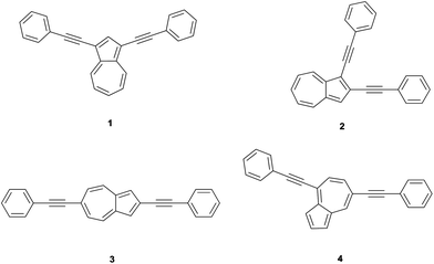 Structures of di(phenylethynyl)azulenes 1, 2, 3 and 4.