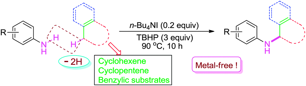 N Bu4ni Tbhp Catalyzed Direct Amination Of Allylic And Benzylic C Sp3 H With Anilines Under Metal Free Conditions Chemical Communications Rsc Publishing