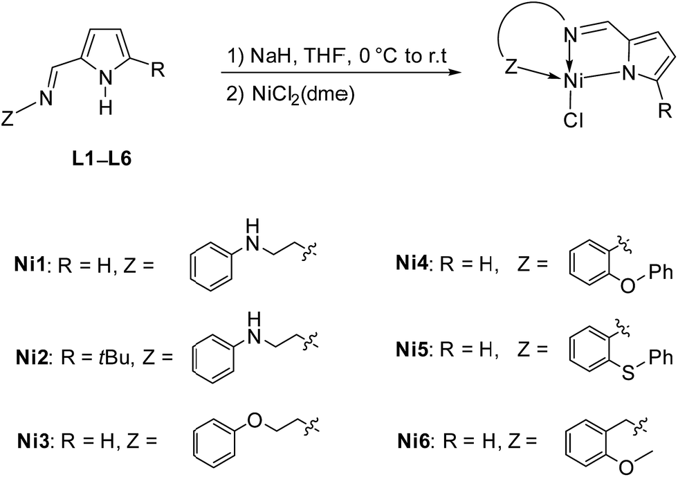 Ni Ii Complexes Bearing Pyrrolide Imine Ligands With Pendant N O And S Donor Groups Synthesis Structural Characterization And Use In Ethylene Oligomerization Rsc Advances Rsc Publishing