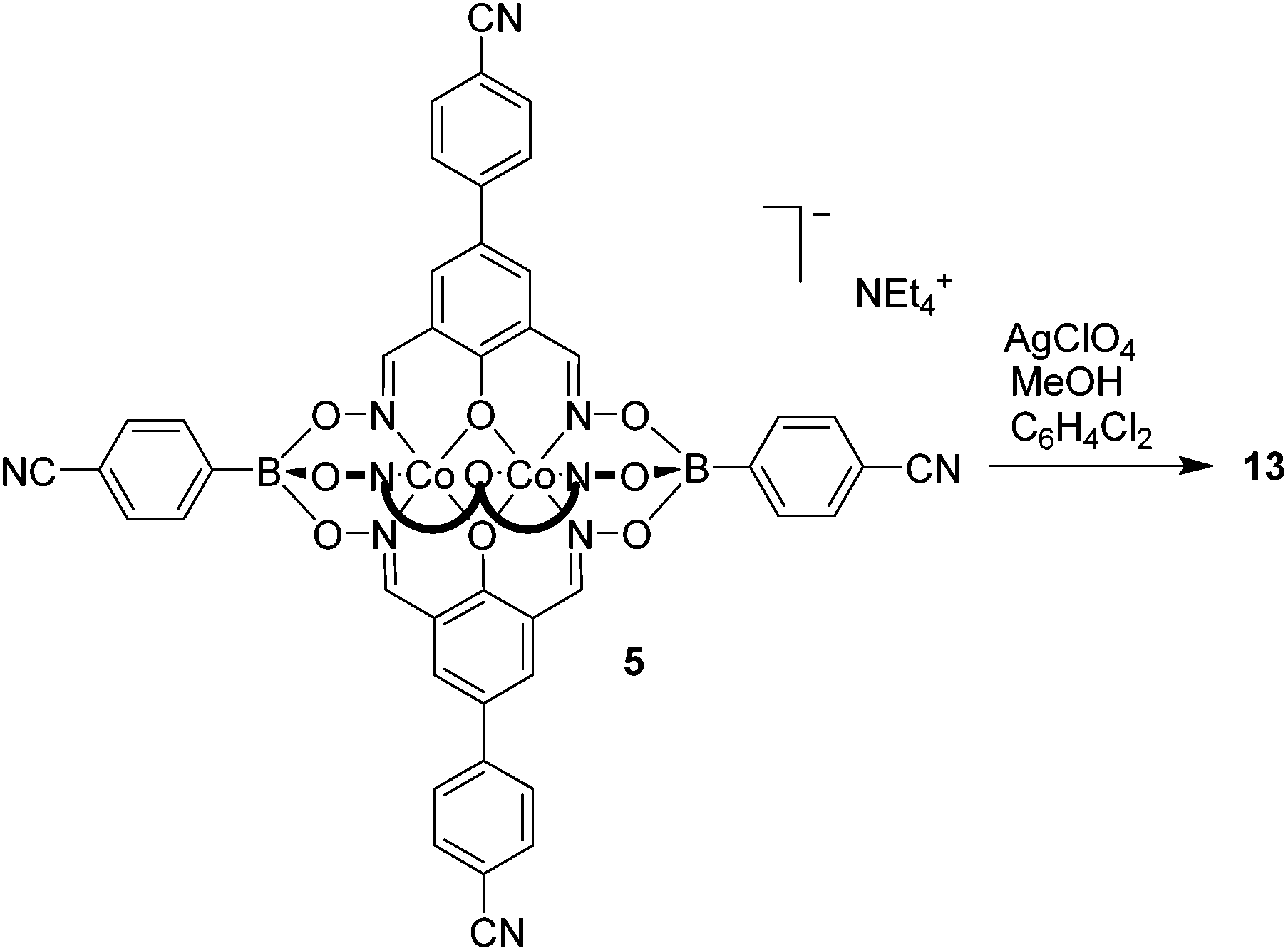 dinuclear clathrochelate complexes with pendent cyan