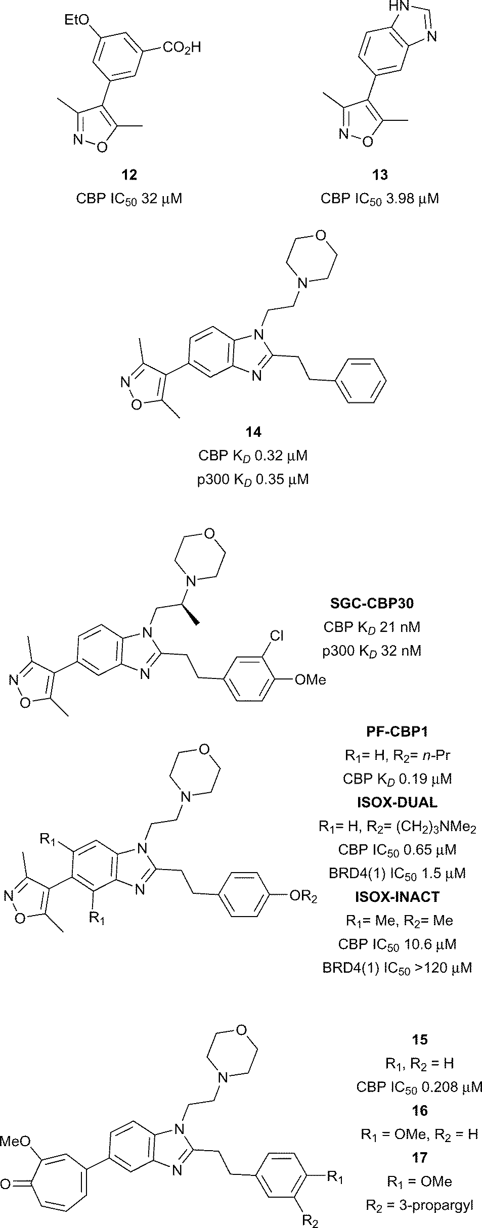 Chemical probes and inhibitors of bromodomains outside the BET 
