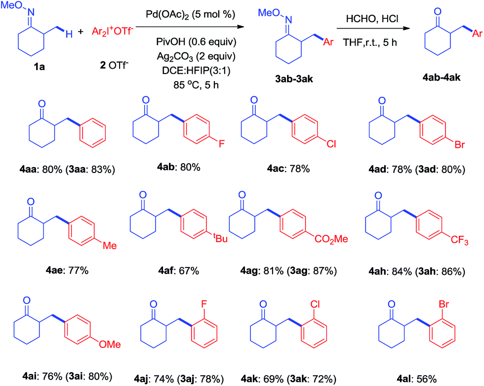 B Arylation Of Oxime Ethers Using Diaryliodonium Salts Through Activation Of Inert C Sp3 H Bonds Using A Palladium Catalyst Chemical Science Rsc Publishing