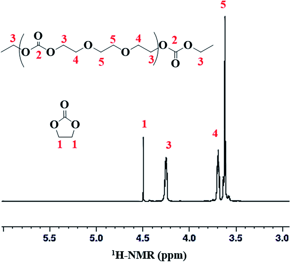 A representative 1H-NMR spectrum of poly(ethylene ether-carbonate), PEEC. 