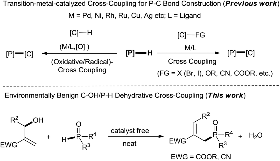 The C Oh P H Dehydrative Cross Coupling For The Construction Of The P C Bond Under Metal Free Conditions Green Chemistry Rsc Publishing
