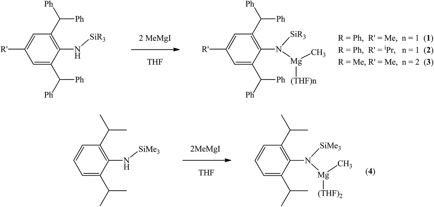 Sterically bulky amido magnesium methyl complexes syntheses, structures and catalysis RSC