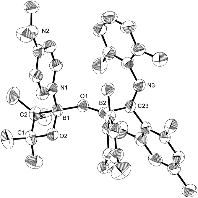 Molecular structure of 10 (thermal ellipsoids set at 50% probability