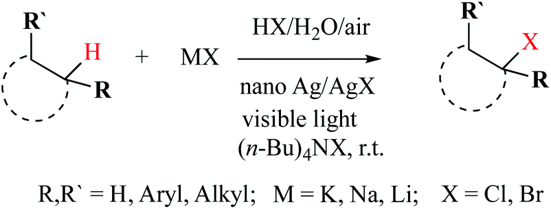 Highly Selective Halogenation Of Unactivated C Sp3 H With Nax Under Co Catalysis Of Visible Light And Ag Agx Green Chemistry Rsc Publishing
