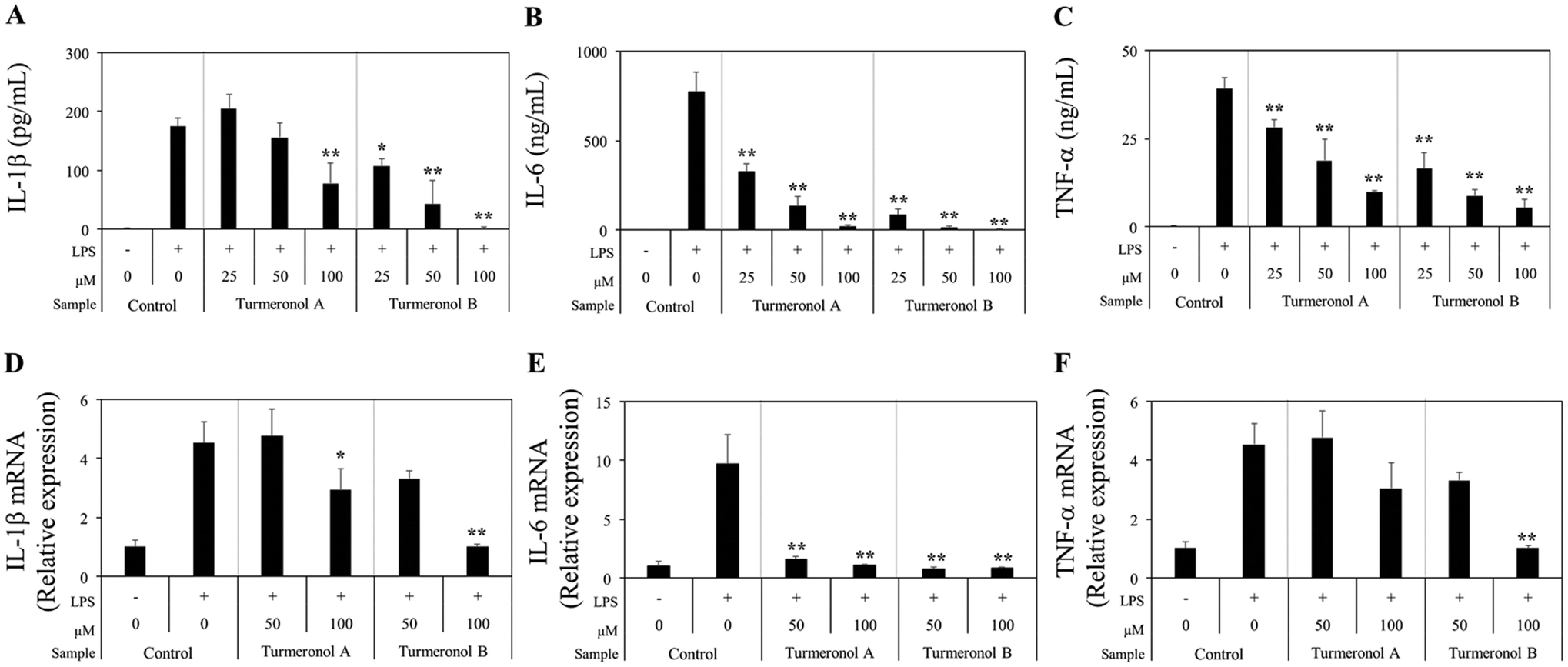 Turmeronol A and turmeronol B from Curcuma longa prevent