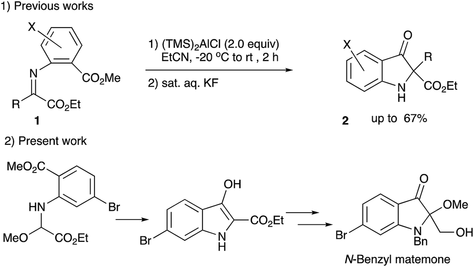 A Facile Approach To 2 Alkoxyindolin 3 One And Its Application To The Synthesis Of N Benzyl Matemone Rsc Advances Rsc Publishing Doi 10 1039 C9ra024j