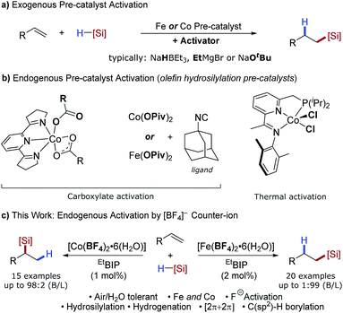 Regiodivergent Hydrosilylation Hydrogenation 2p 2p Cycloaddition And C H Borylation Using Counterion Activated Earth Abundant Metal Catalysis Chemical Science Rsc Publishing Doi 10 1039 C8scj