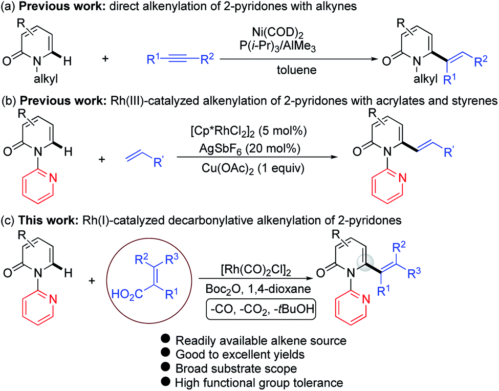 Rhodium I Catalyzed C6 Selective C H Alkenylation And Polyenylation Of 2 Pyridones With Alkenyl And Conjugated Polyenyl Carboxylic Acids Chemical Science Rsc Publishing Doi 10 1039 C9sce