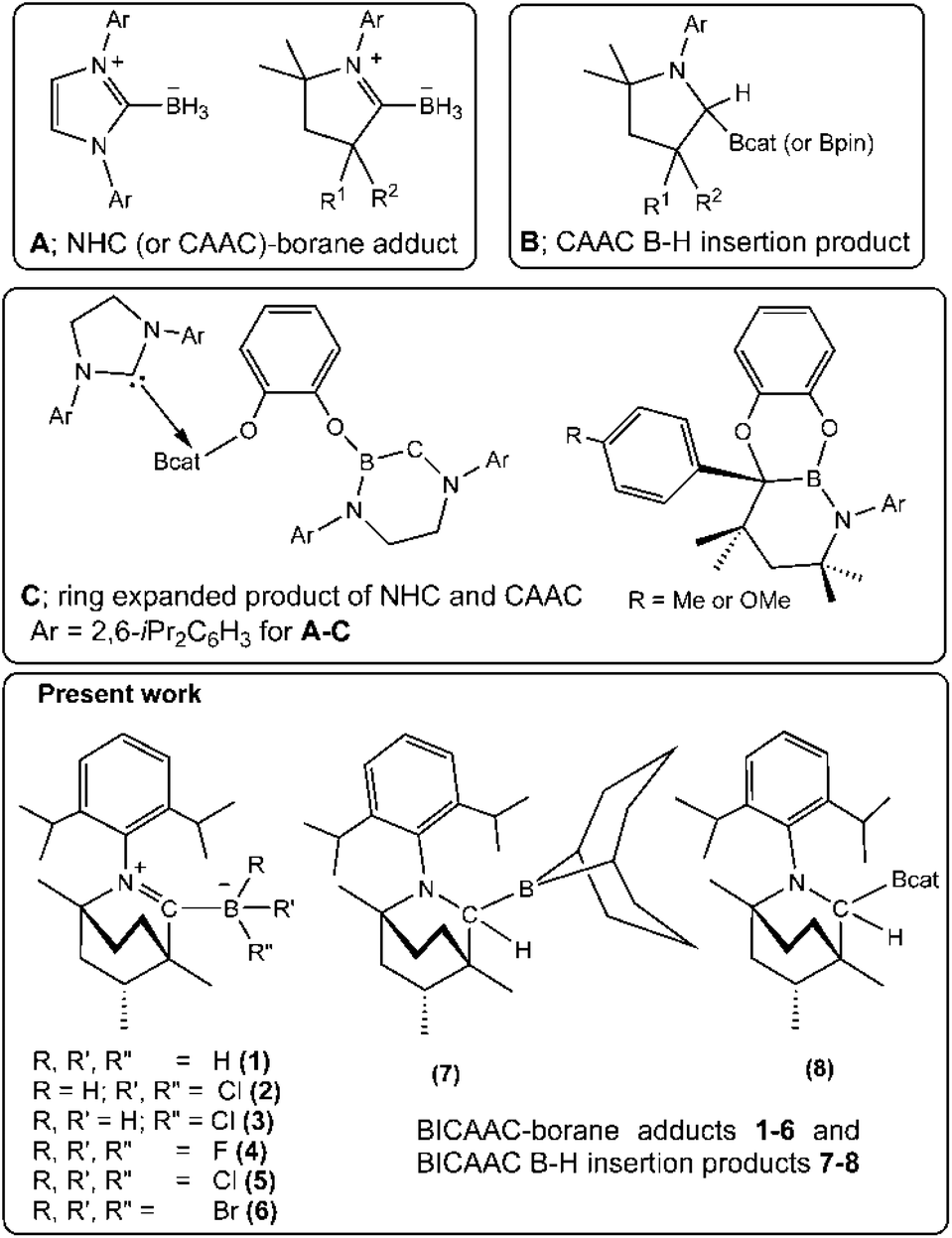 Reactions Of A Bicaac With Hydroboranes Propensity For Lewis Adduct Formation And Carbene Insertion Into The B H Bond Dalton Transactions Rsc Publishing