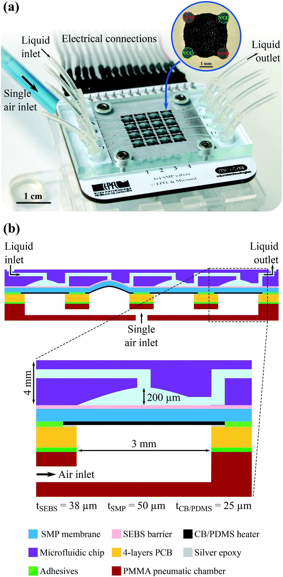 Latchable microfluidic valve arrays based on shape memory polymer