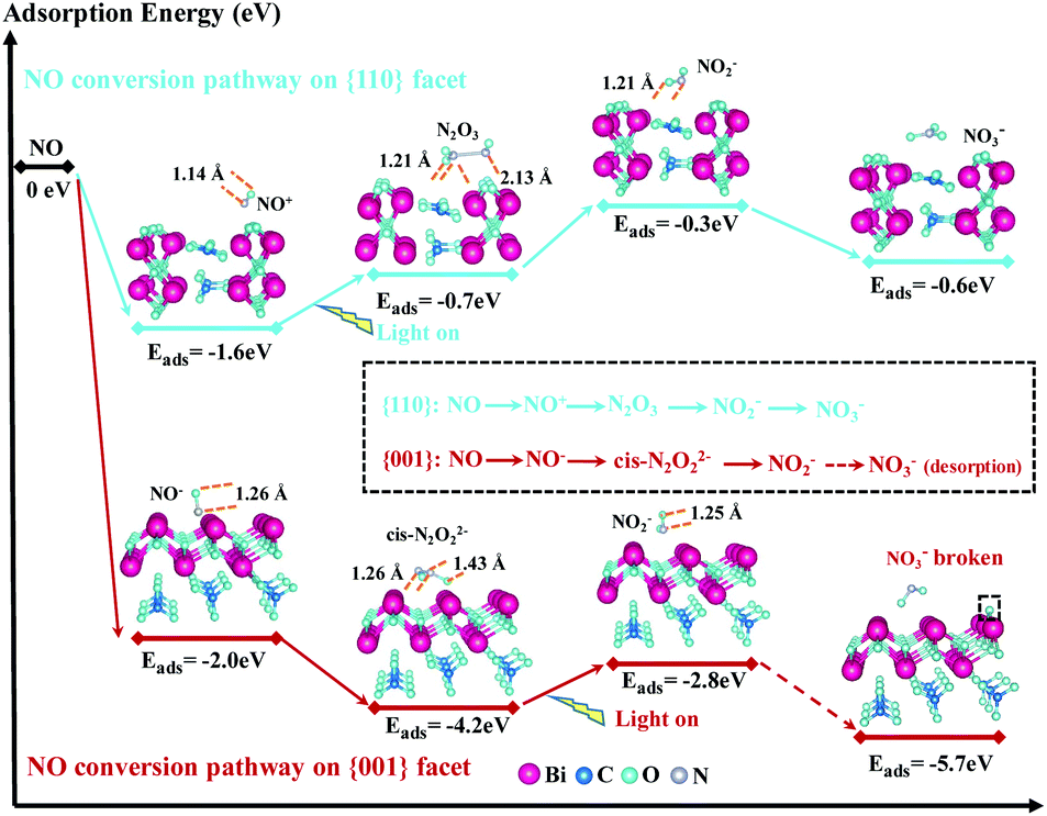 Facet Dependent Photocatalytic No Conversion Pathways Predetermined By Adsorption Activation Patterns Nanoscale Rsc Publishing