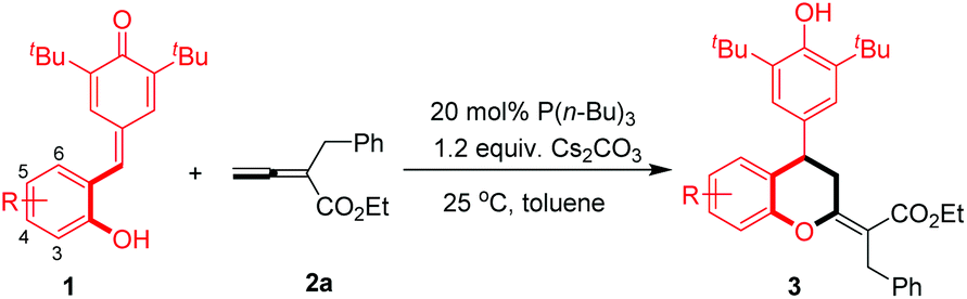 Phosphine Catalyzed 4 2 Cyclization Of Para Quinone Methide Derivatives With Allenes Organic Biomolecular Chemistry Rsc Publishing