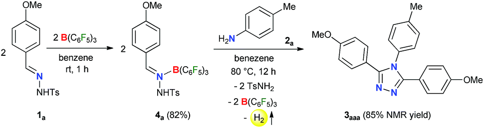 B C6f5 3 Catalyzed Dehydrogenative Cyclization Of N Tosylhydrazones And Anilines Via A Lewis Adduct A Combined Experimental And Computational Investigation Chemical Science Rsc Publishing