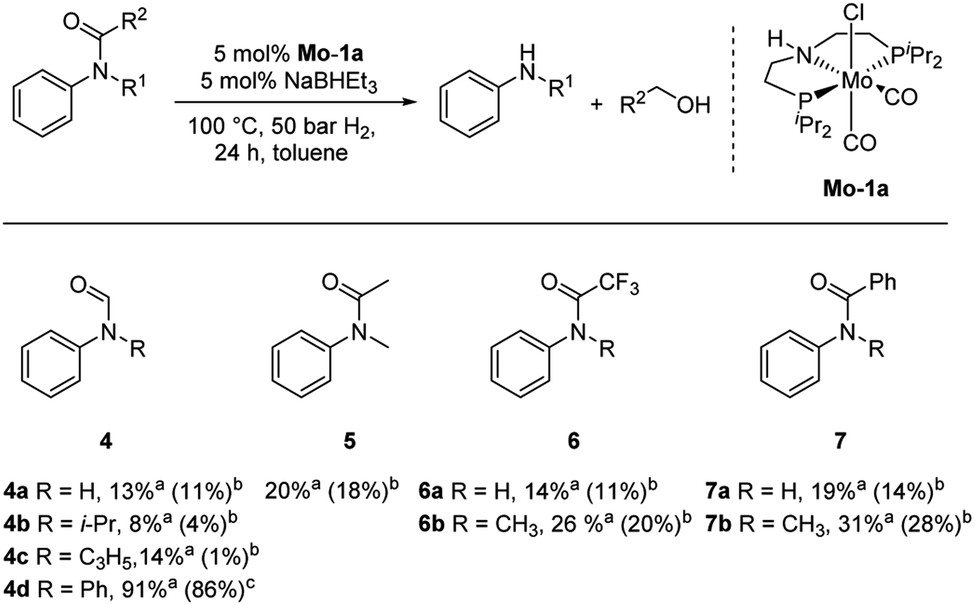 Highly selective hydrogenation of amides catalysed by a molybdenum ...