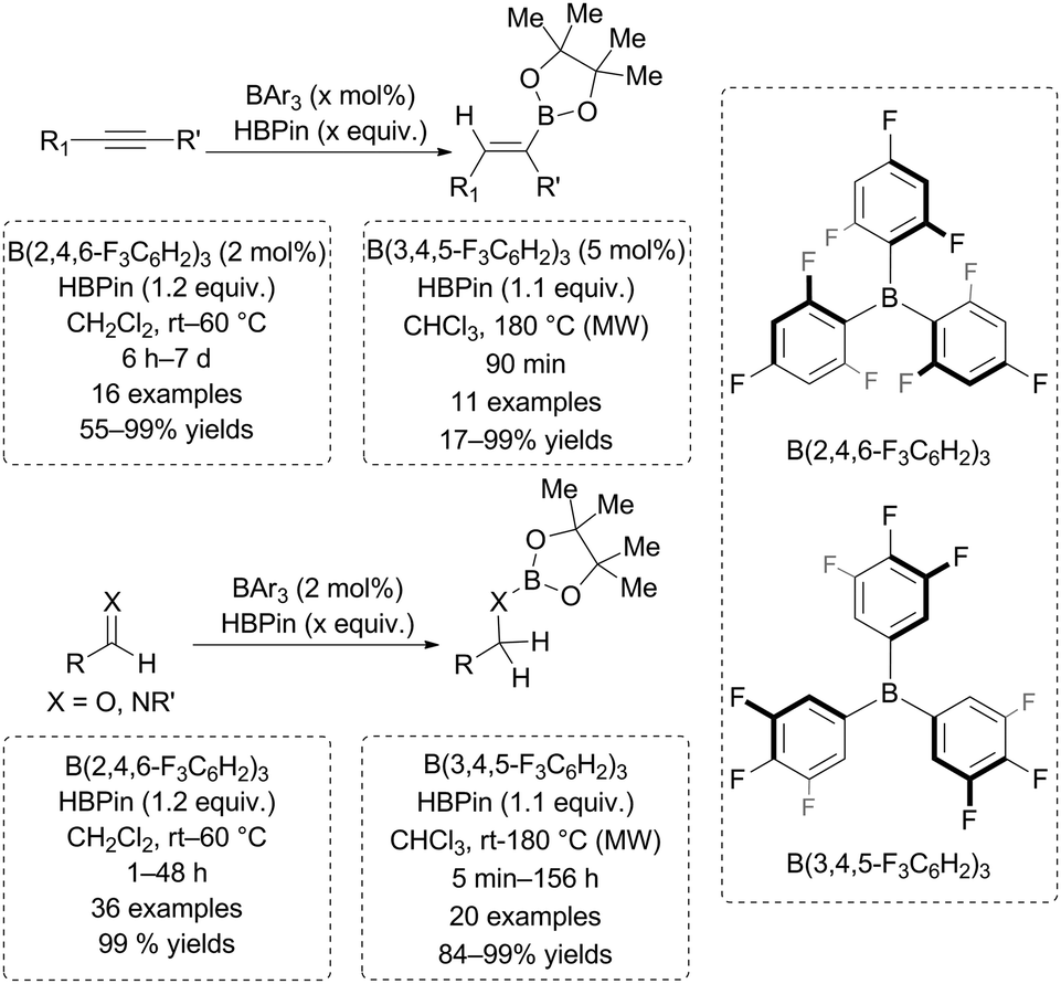 Halogenated Triarylboranes Synthesis Properties And Applications In Catalysis Chemical Society Reviews Rsc Publishing Doi 10 1039 C9cse