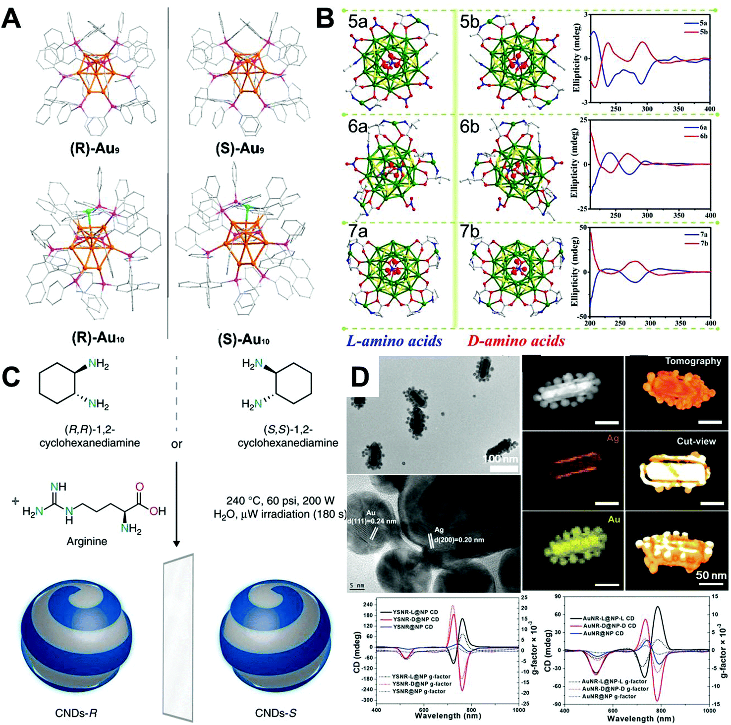 Stereospecific interactions between chiral inorganic nanomaterials 