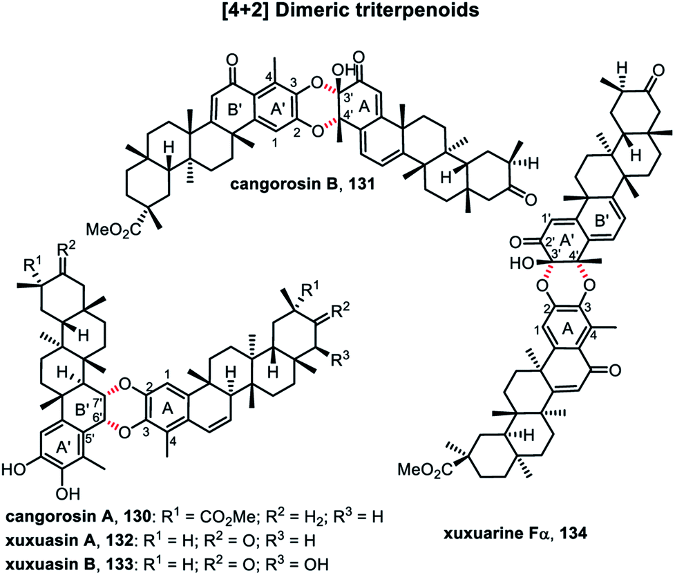 Naturally occurring [4 + 2] type terpenoid dimers: sources