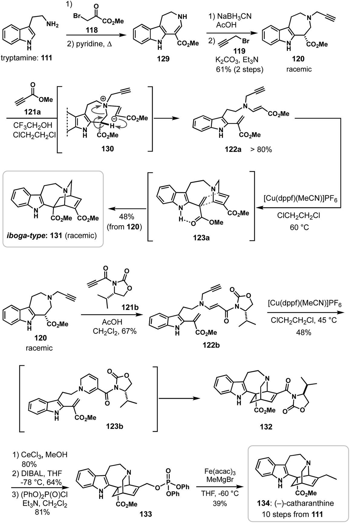 Total synthesis of alkaloids using both chemical and biochemical 