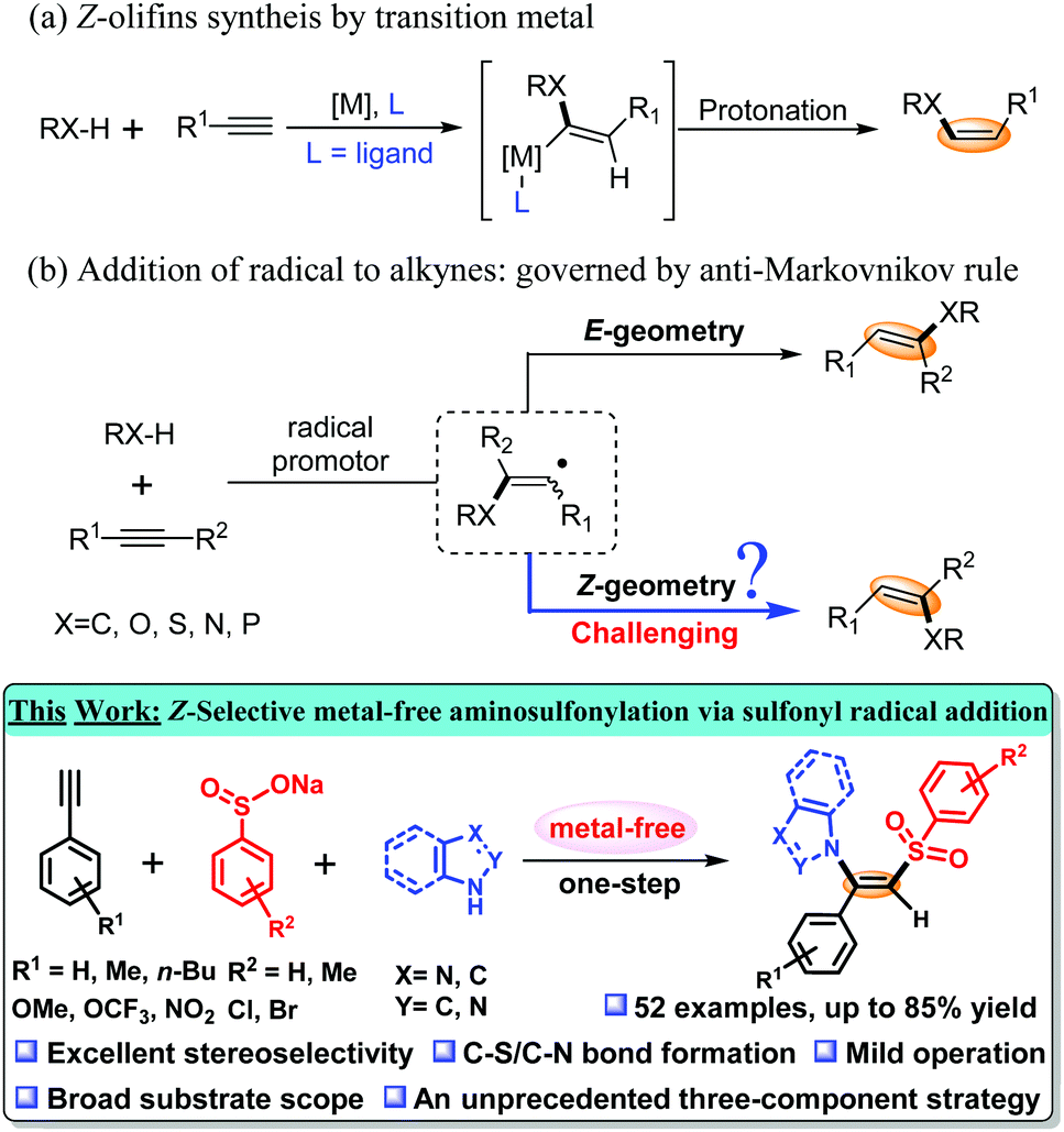 Stereoselective Aminosulfonylation Of Alkynes An Approach To Access Z B Amino Vinylsulfones Chemical Communications Rsc Publishing