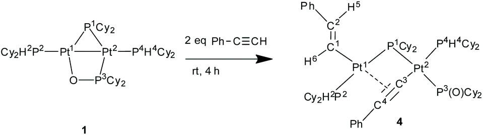 Double Addition Of Phenylacetylene Onto The Mixed Bridge Phosphinito Phosphanido Pt I Complex Phcy2 Pt M Pcy2 K2p O M P O Cy2 Pt Phcy2 Pt Pt Dalton Transactions Rsc Publishing