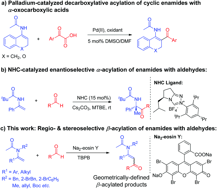 Regio And Stereoselective C Sp2 H Acylation Of Enamides With Aldehydes Via Transition Metal Free Photoredox Catalysis Green Chemistry Rsc Publishing